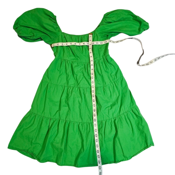 Green Puff Sleeve Dress - Picture 2 of 5